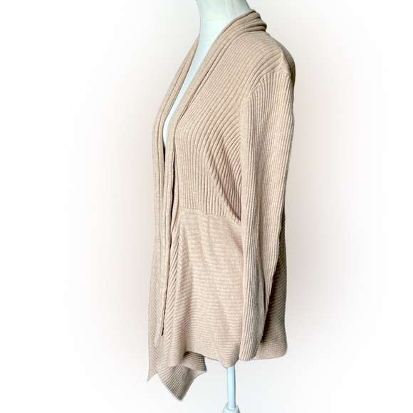 Dana Buchman Ribbed Tan Waterfall Cardigan XL - Picture 4 of 9